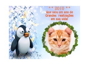 Moldura - Feliz 2010   Pinguim