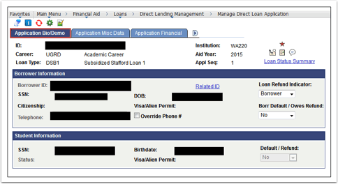 Application Bio Demo tab