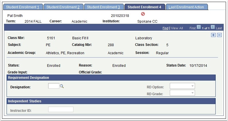 Student Enrollment 4 tab