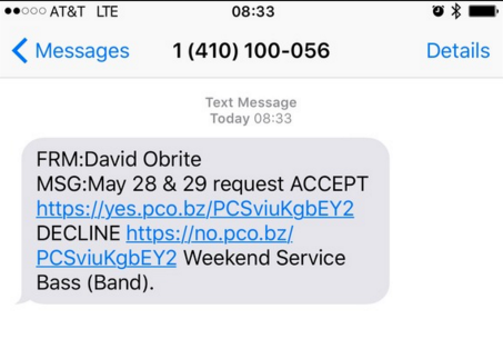Responding to A Scheduling Request via Text Message