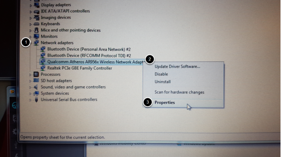 Open Wireless Device Properties
