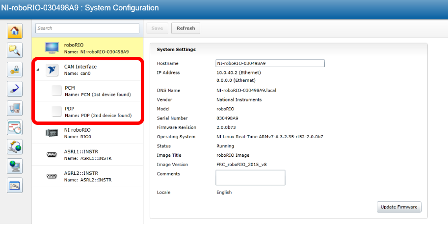 Accessing CAN Node Settings