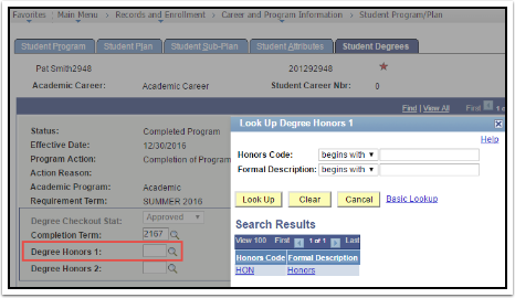 Search Results section