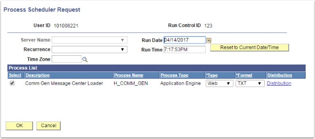 Process Scheduler Request page