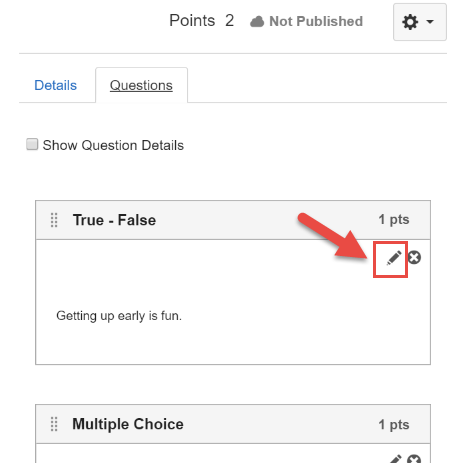 Click the Edit Question Icon