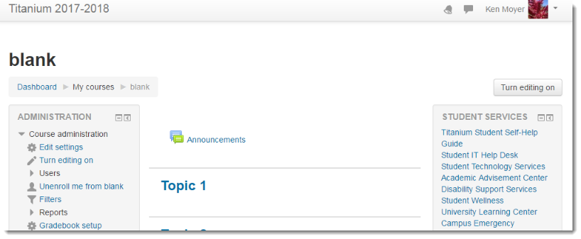 Your course now displays using the new theme
