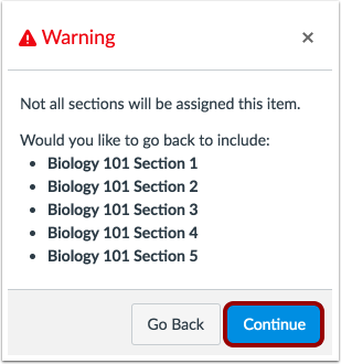 View Section Warning