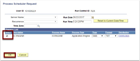 Process Scheduler Request page