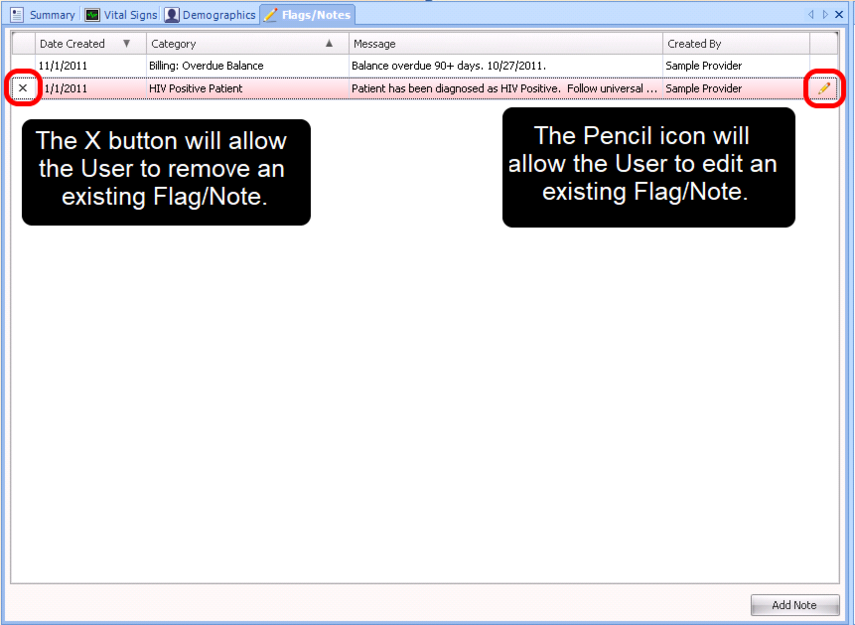 Adding Flags/Notes to a Patient's Chart Clinical User Manual