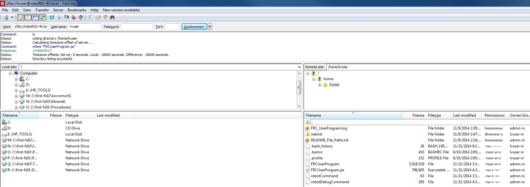 Browsing the roboRIO filesystem