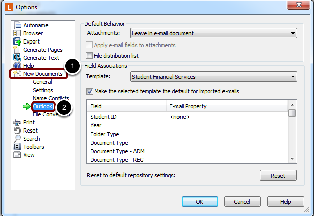 Navigate to "Outlook"