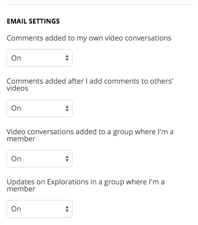 Toggle your settings depending on when you want to be notified via email