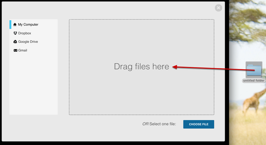 Drag files into the window