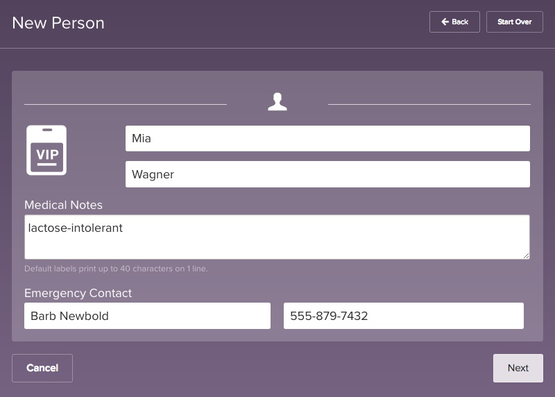 New person information