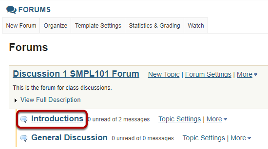 Choose a topic within a forum.