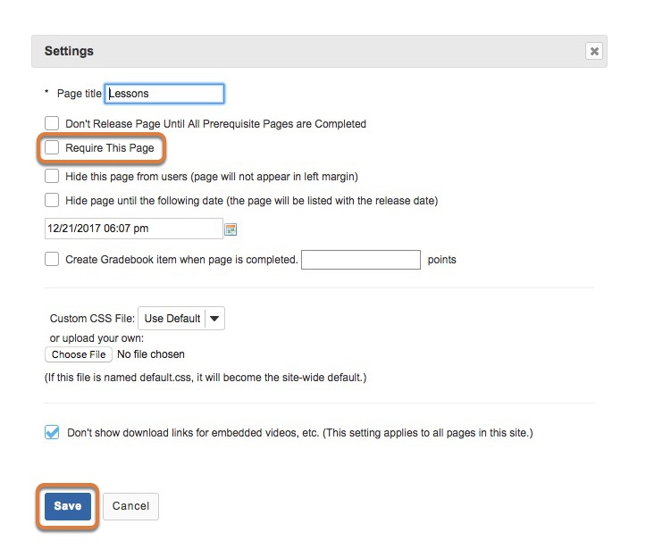 Change the requirement