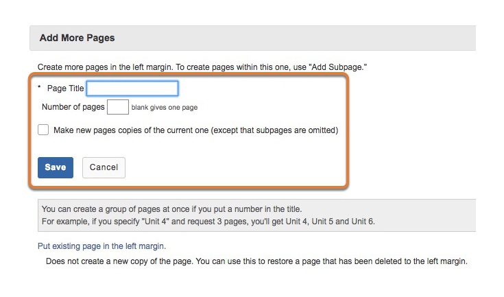 Enter page title and number of pages