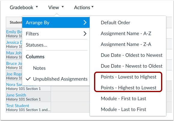 Arrange by Points