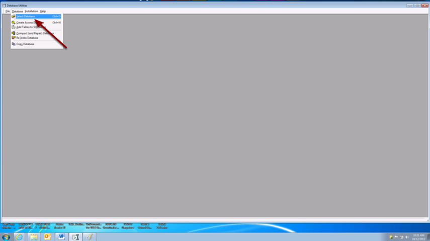 Step 1: Selecting the correct database for the year and semester you would like to export