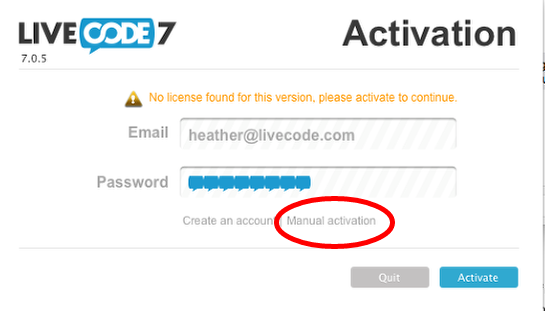 Choose Manual activation in LiveCode