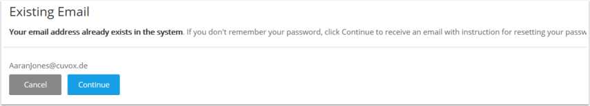 The system will check for existing contacts with that e-mail address. 
