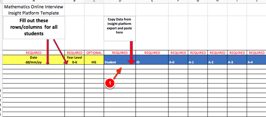 Step 4: Fill out all of the information in Column A-F