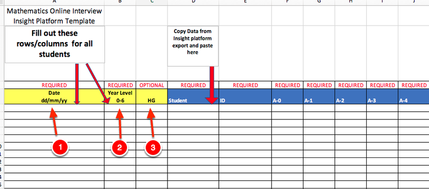 Step 4: Fill out all of the information in Column A-F
