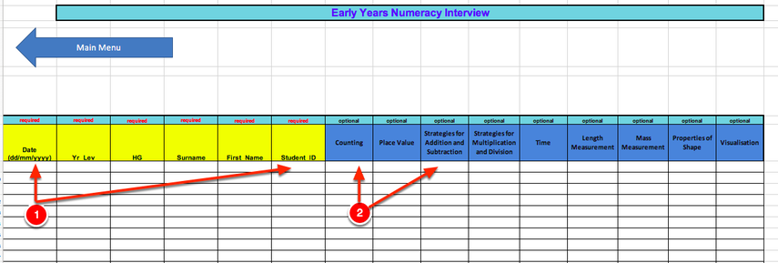 Step 4: Fill out all of the information in Column A-F
