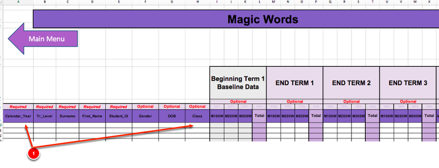 Step 4: Fill out all of the information in Column A-F