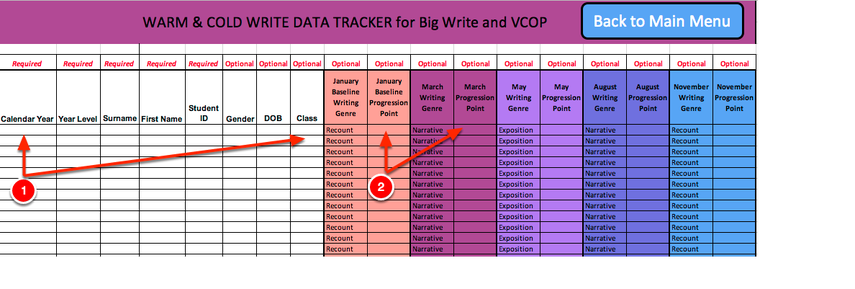 Step 4: Fill out all of the information in Column A-F