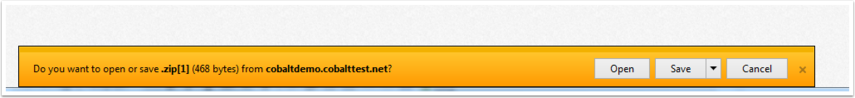 Open and/or Save the zip file that is generated. A pop up should appear at the bottom of your screen. 
