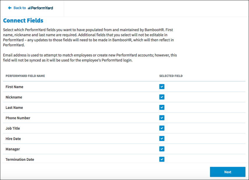 PerformYard BambooHR Support