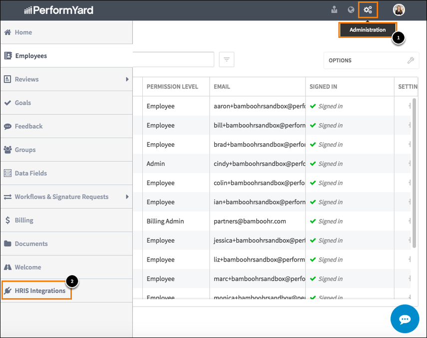 PerformYard BambooHR Support