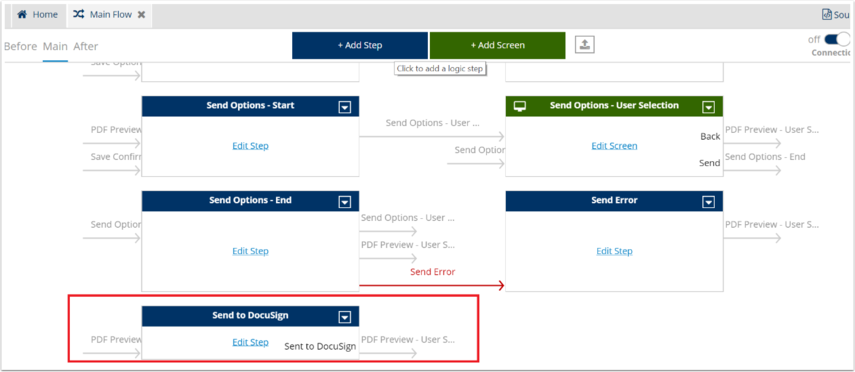 3. Adding DocuSign commands in the logic flow – Documill Support