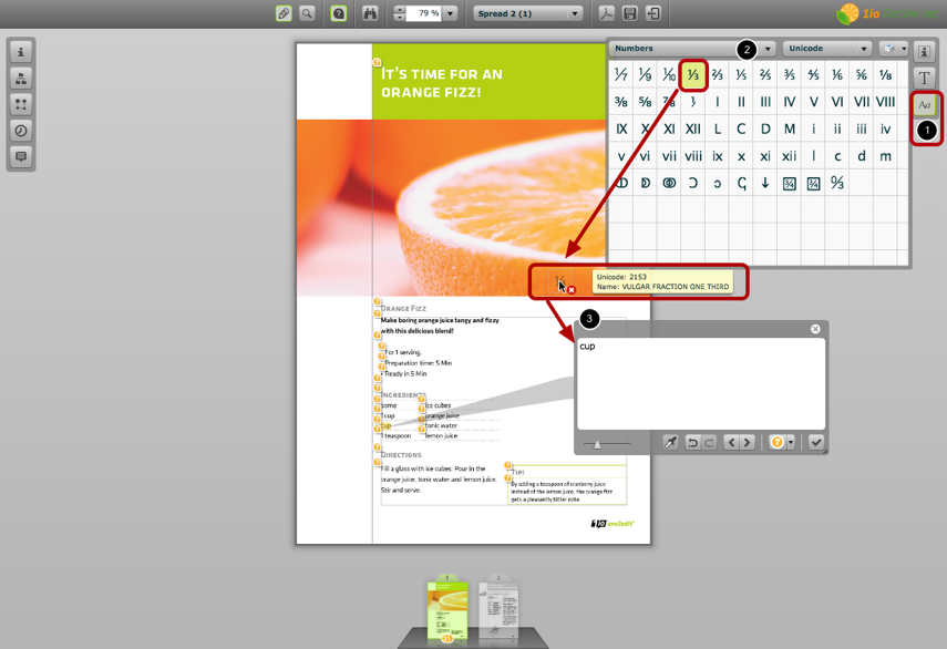 Editing Text using Glyphs Support