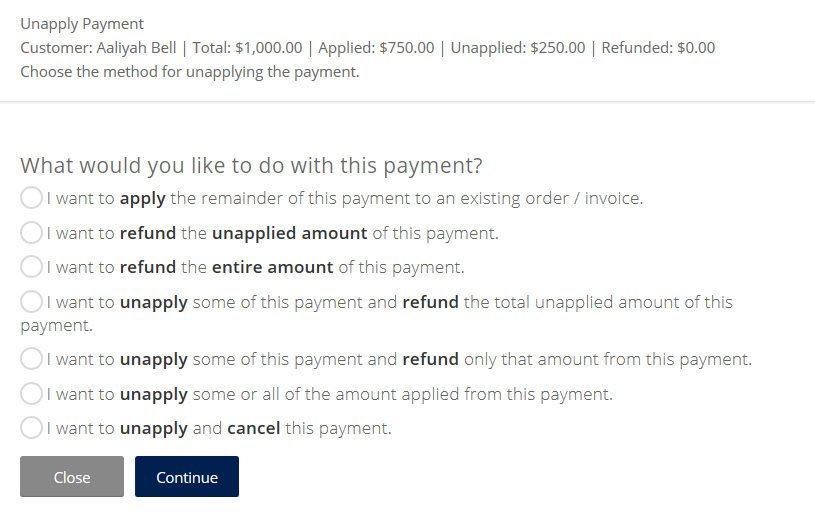 Run the Wizard from a Payment with both Applied and Unapplied Funds