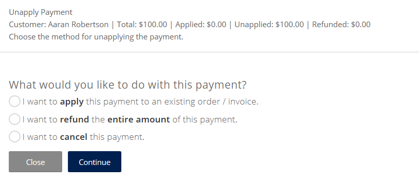 Running the Wizard from an Active Payment with no Applied funds