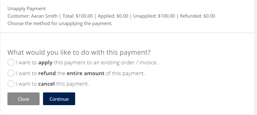 Running the Wizard from a Canceled Payment 