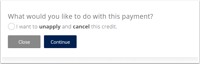 If the whole credit amount is applied you will only have the option to Unapply and Cancel. 