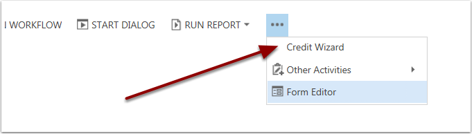 Open the Credit Wizard by Clicking the More Options Button.
