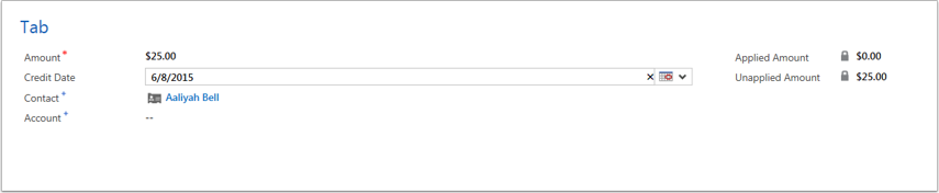 Enter or Review the amount of the credit. You may also add or review the Credit Date