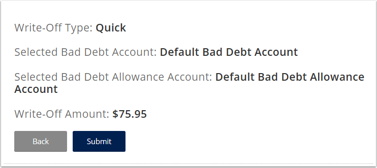 If you select Quick you will get a summary page and the option to Submit. 
