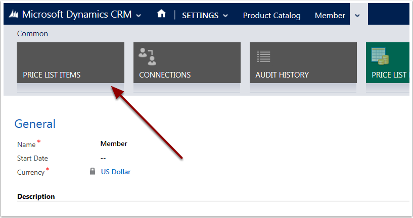 Open price list connected to the product you want to apply the discount to. Use the menu tiles to navigate to Price List Items. 