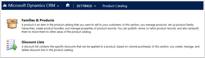 Navigate to Settings > Product Catalog > Discount Lists