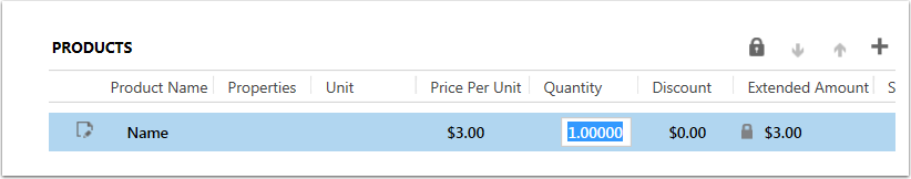 Write-in Product - Fill in the columns that appear for Product Name, Price Per Unit and Quanity