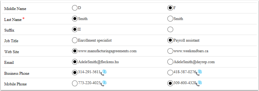 Select fields with data that should be on the master record. 