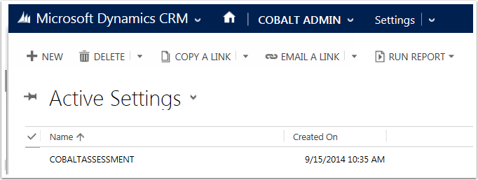 Navigate to Cobalt Admin > Settings and open the Settings Record