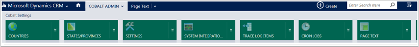 Use the menu tiles to navigate from Cobalt Admin to Page Text 