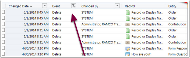 Deleted Records do not show Record Name, but can be opened to reveal some information.