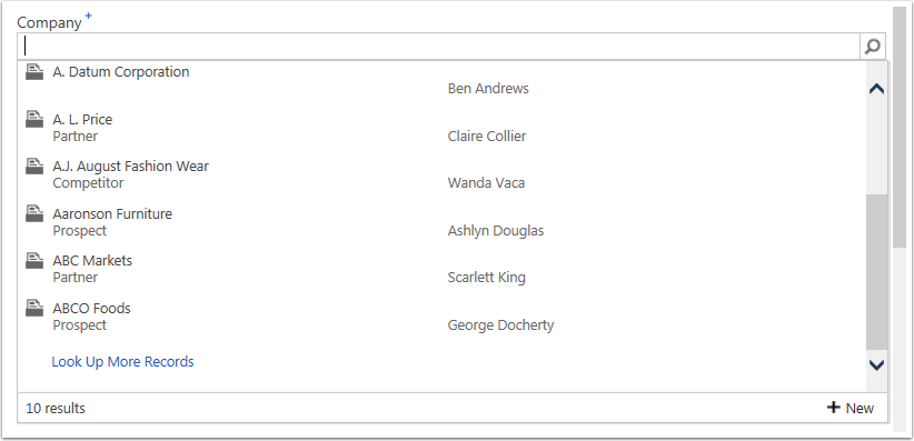 10 possible records will be displayed. Click the right record or scroll down to Look Up More Records